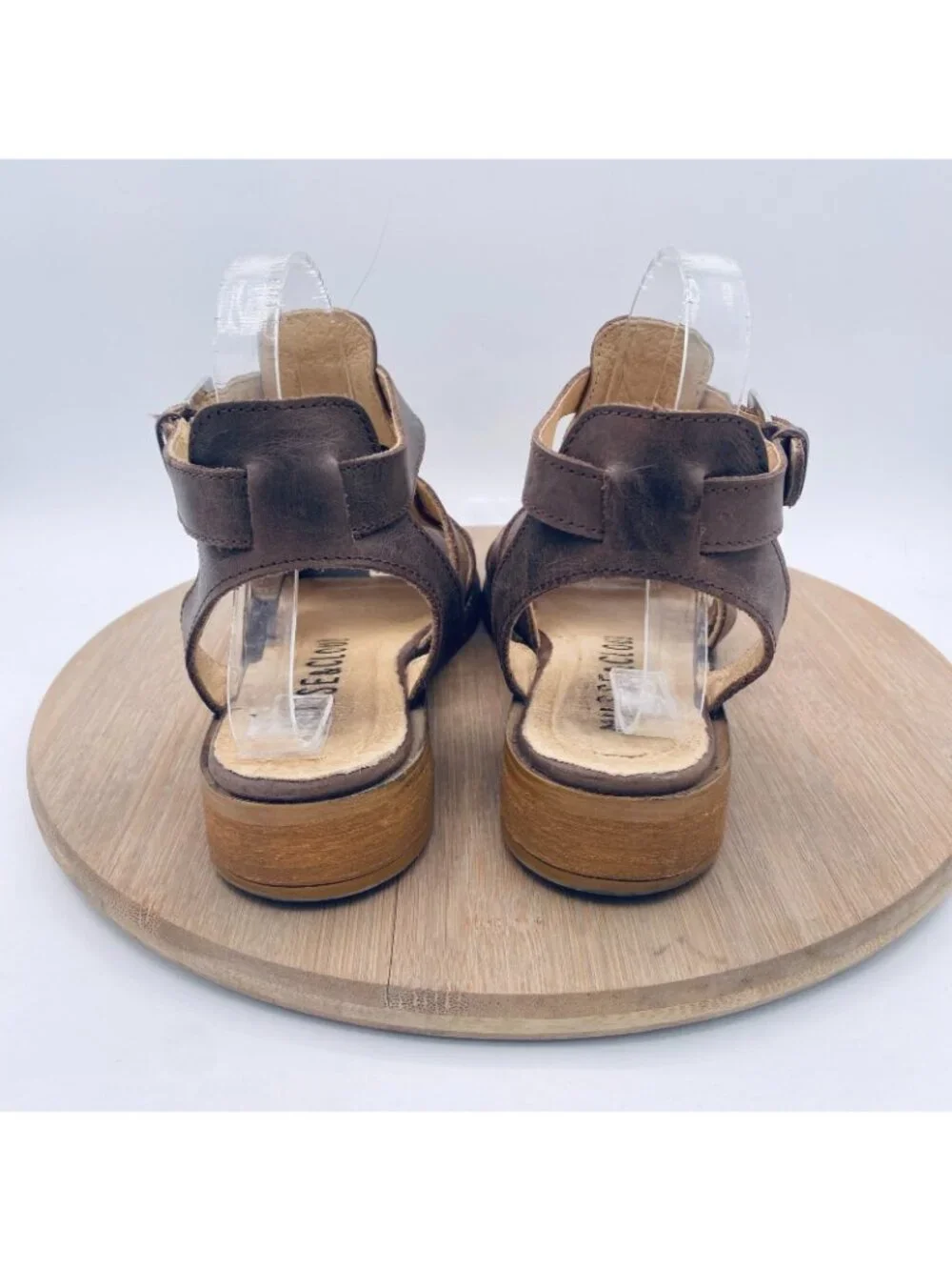 Musse and Cloud Sandals Womens 8 Brown Leather Ankle Strap Flats Peep